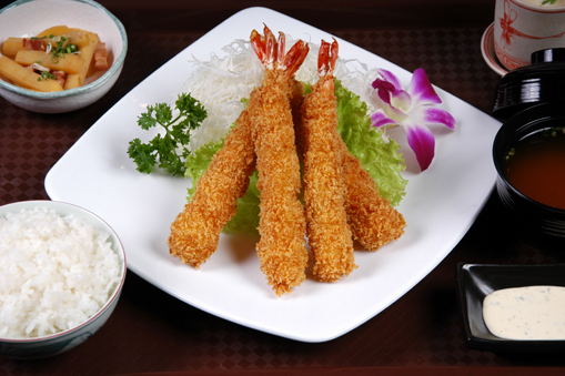 Cơm phần tôm chiên giòn sốt phô mai/DEEP FRIED PRAWN SET/エビフライ定食
